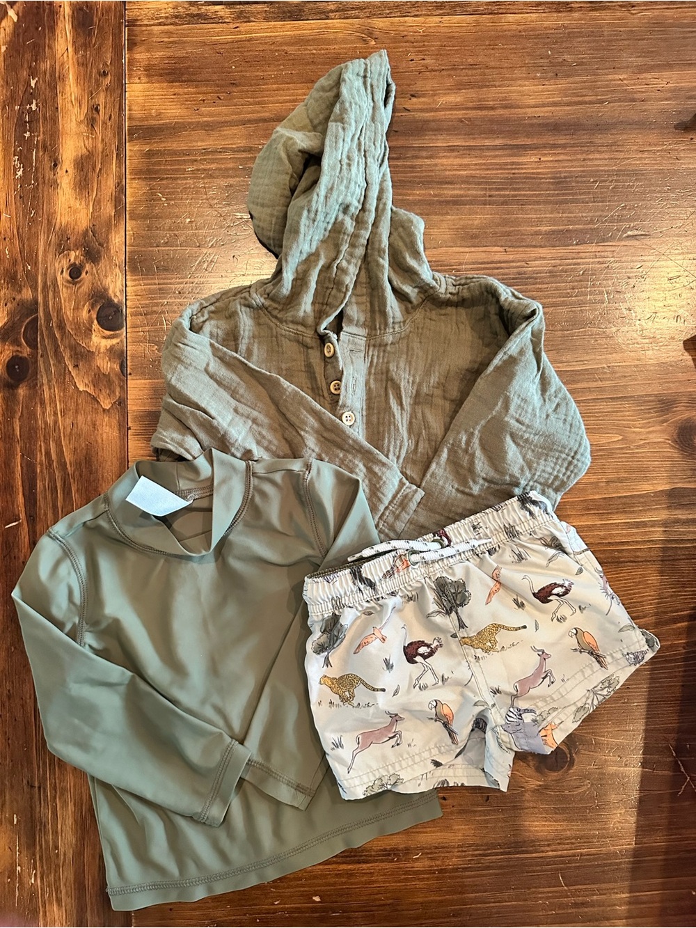 Carters Safari Printed Swim Set in Safari Green & Animal Print